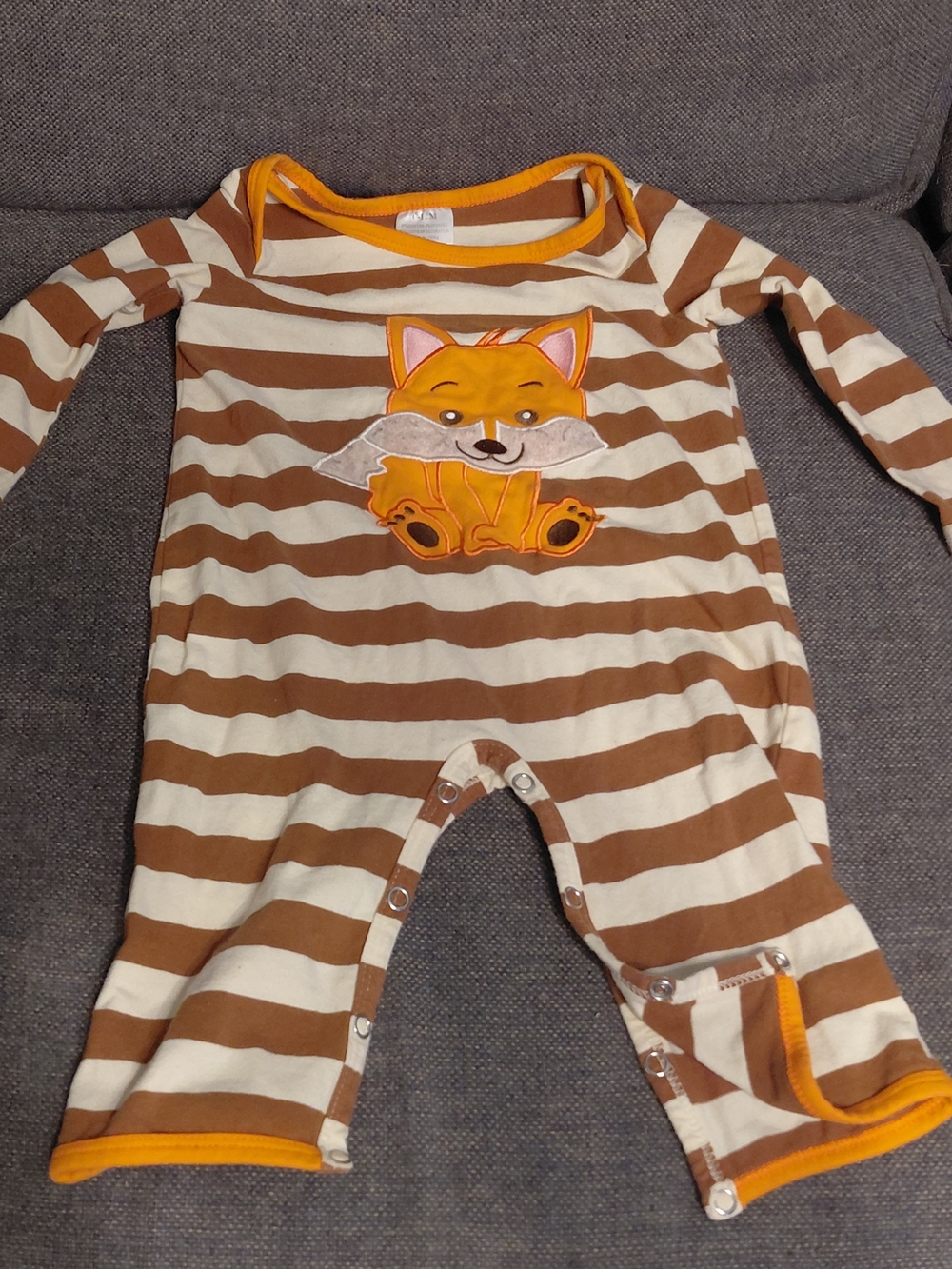 Striped Brown & Cream Fox One-Piece Romper